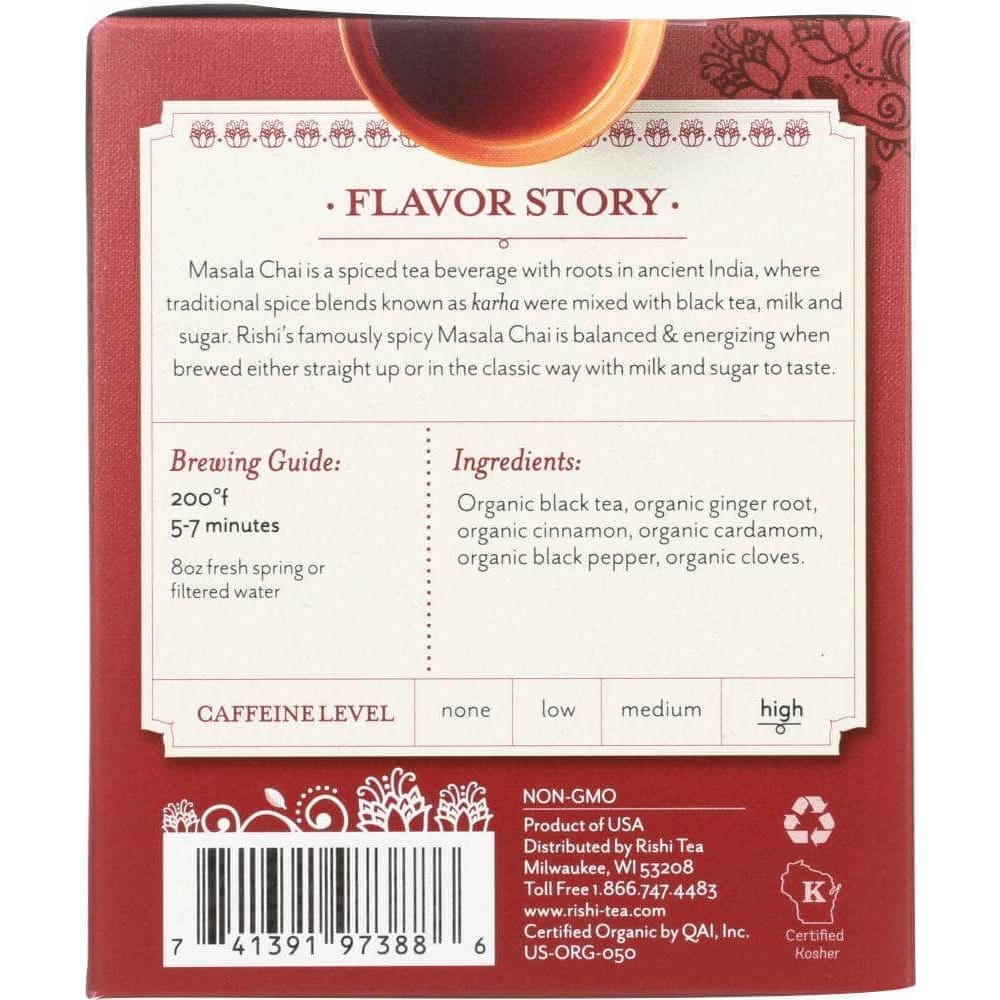 Rishi Tea Rishi Tea Masala Chai Tea 15 Tea Bags, 52.5 gm