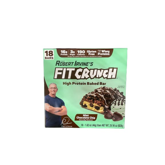 Robert Irvine’s FitCrunch High Protein Baked Bar Mint Chocolate Chip 18 x 1.62 oz. - Robert Irvine’s