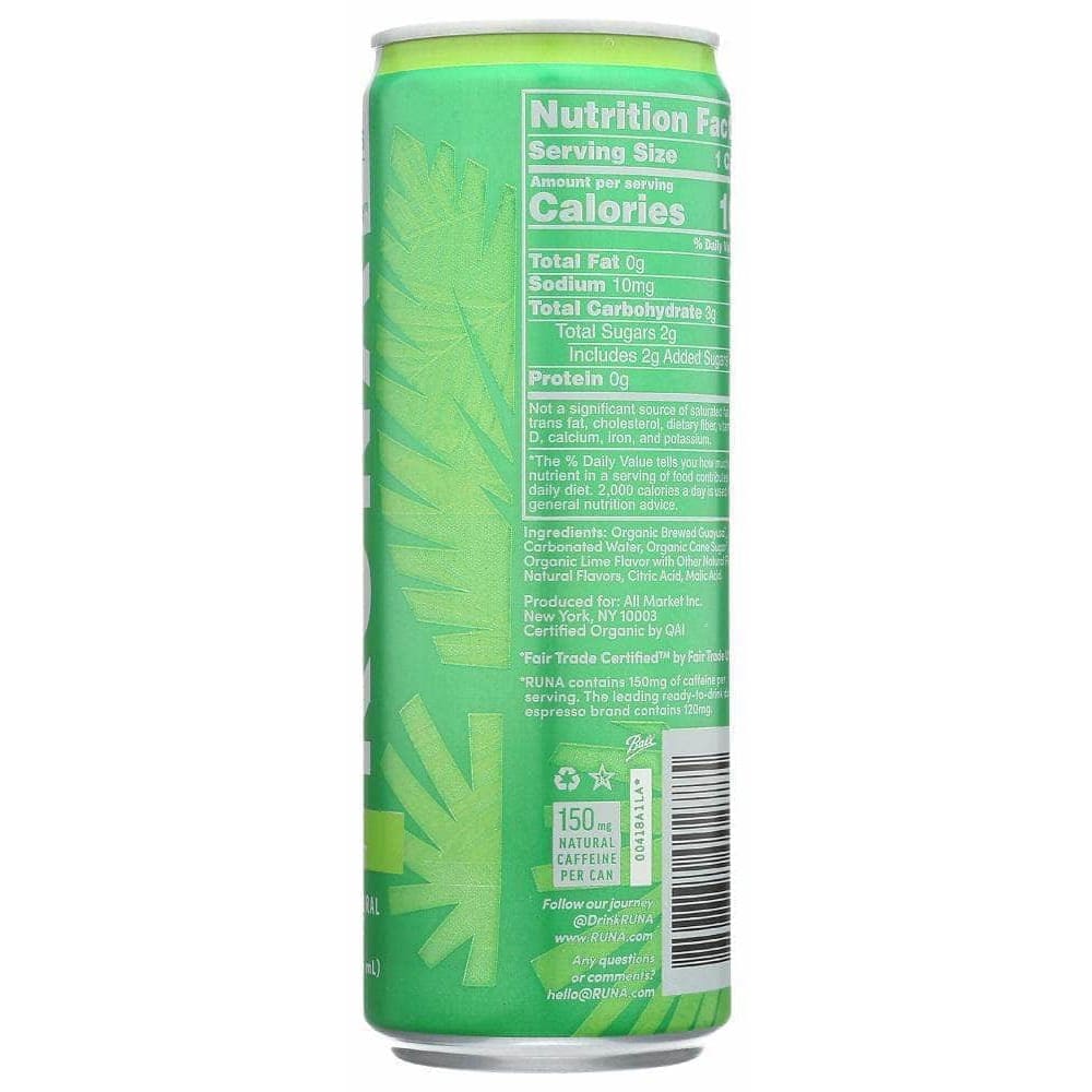 Runa Runa Lime Clean Energy Drink, 12 oz