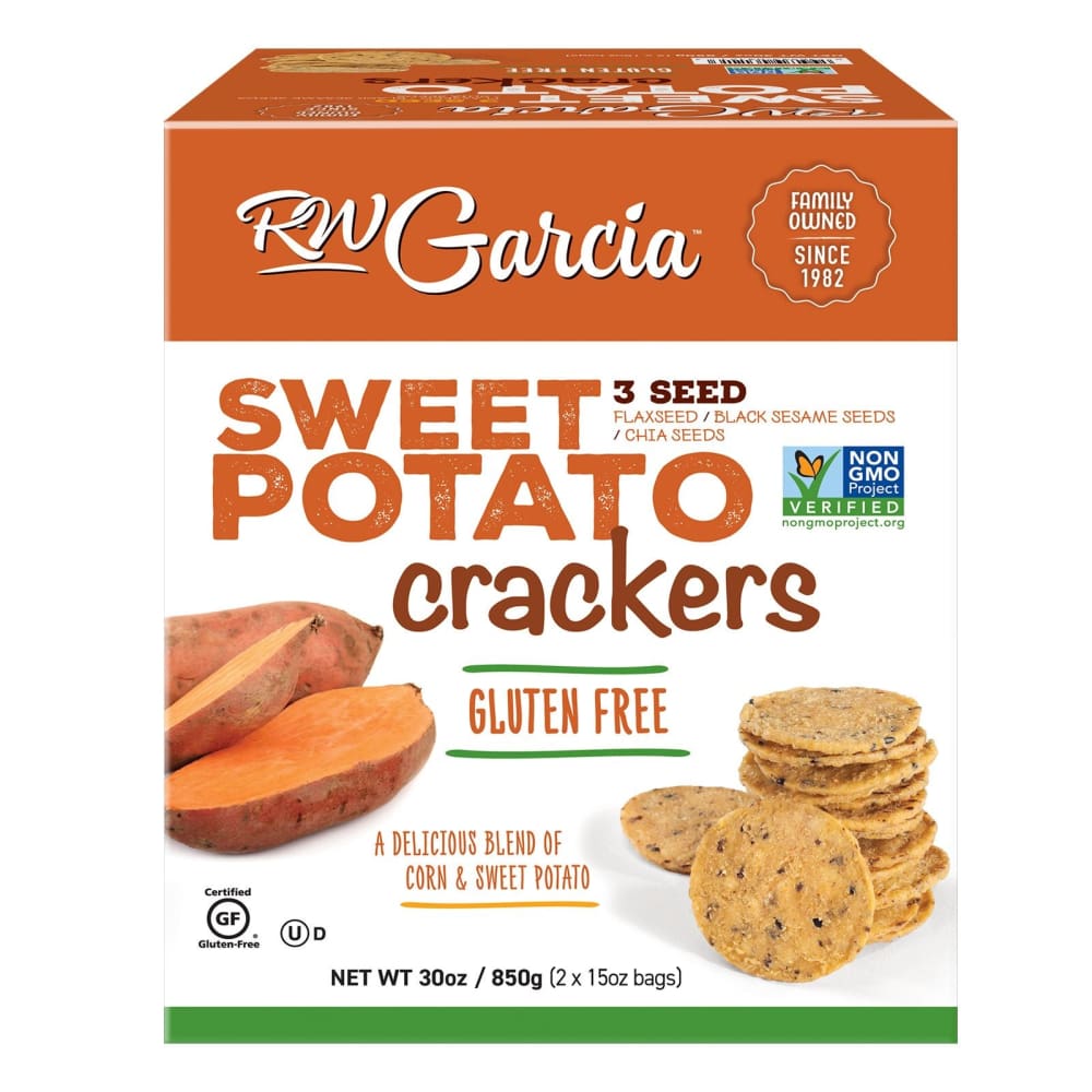 RW Garcia 3 Seed Sweet Potato Crackers 30 oz. - RW Garcia