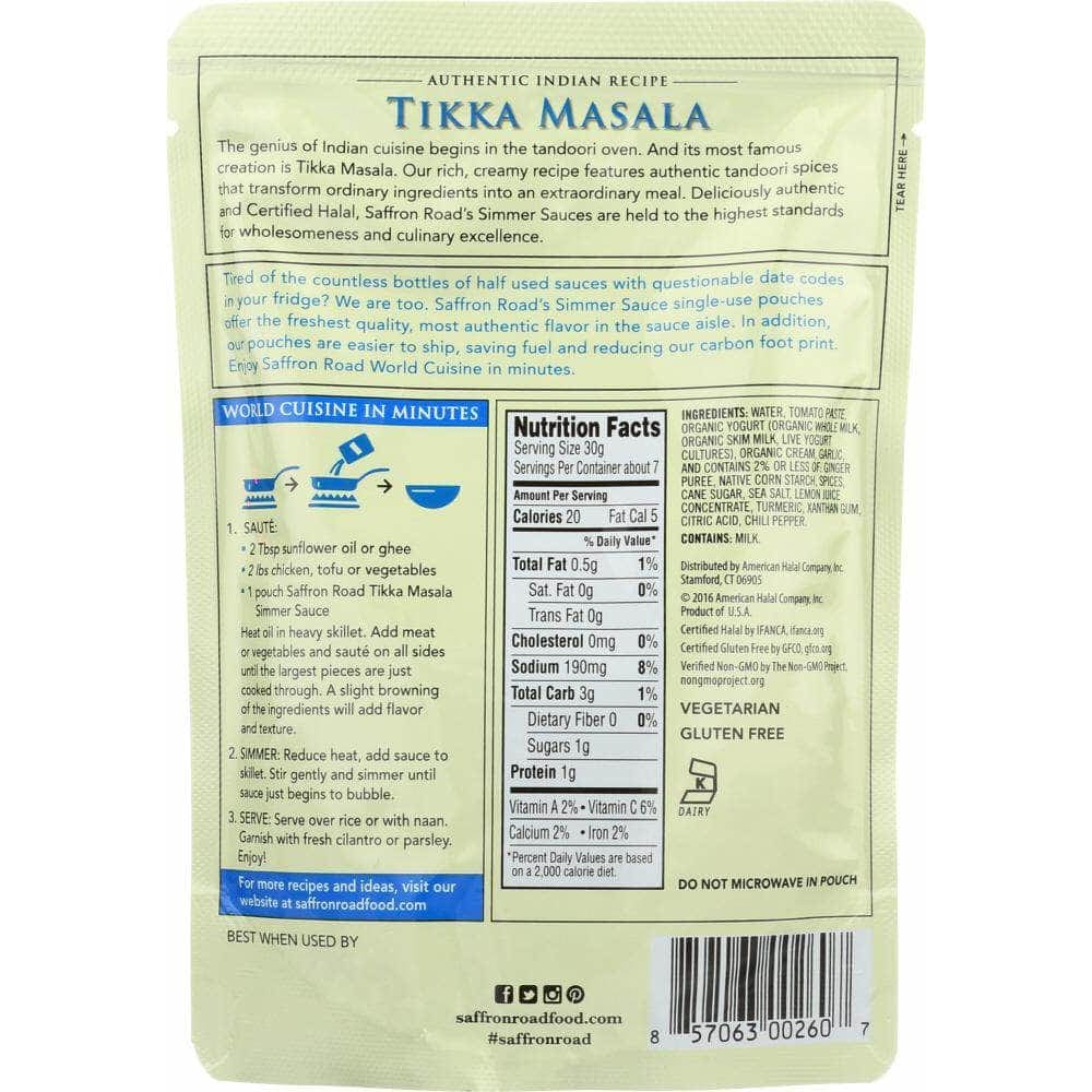 Saffron Road Saffron Road Tikka Masala Simmer Sauce, 7 oz