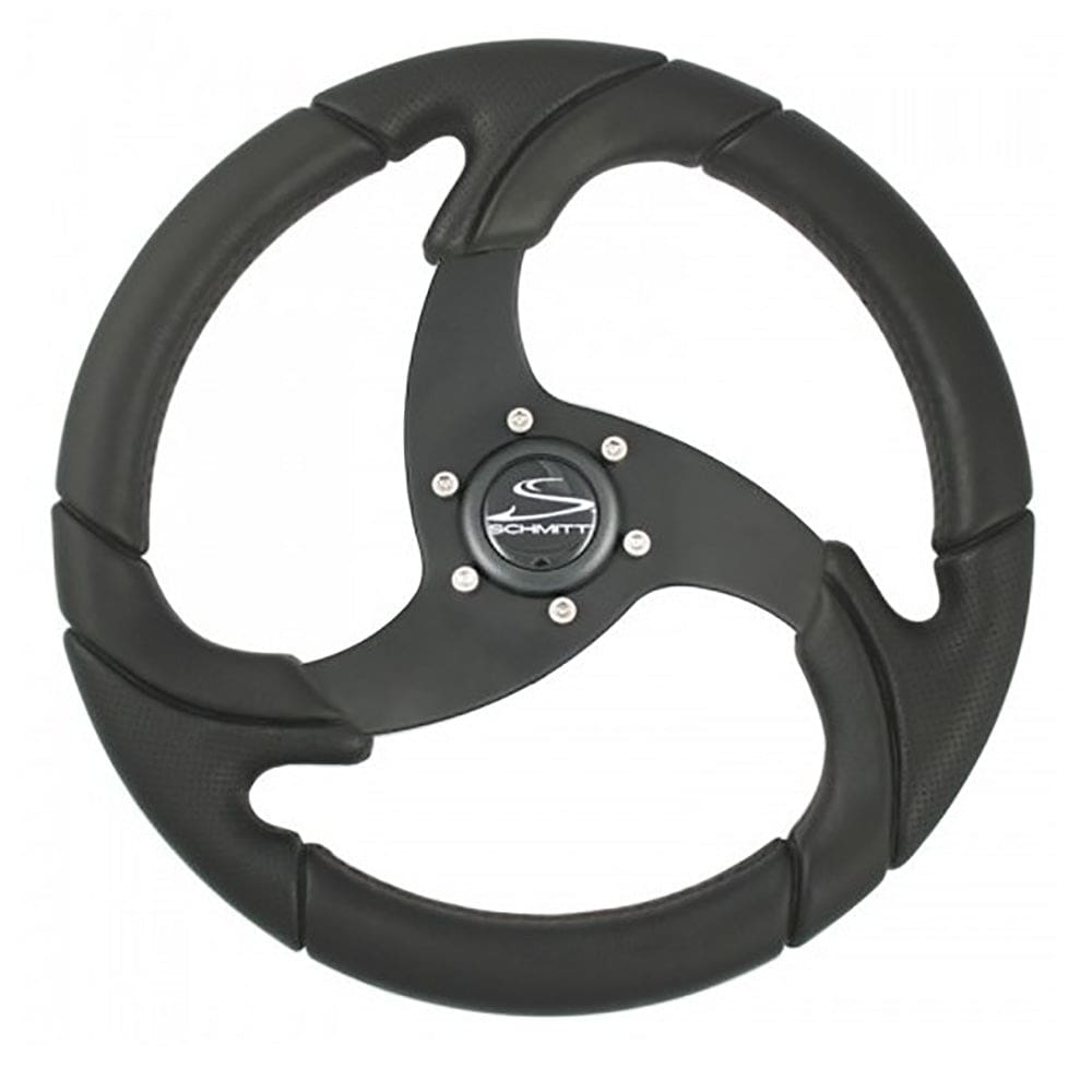 Schmitt Marine Folletto 14.2 Wheel - Black Polished Polyurethane - 3/ 4 Tapered Shaft w/ Black Center Cap - Marine Hardware | Steering