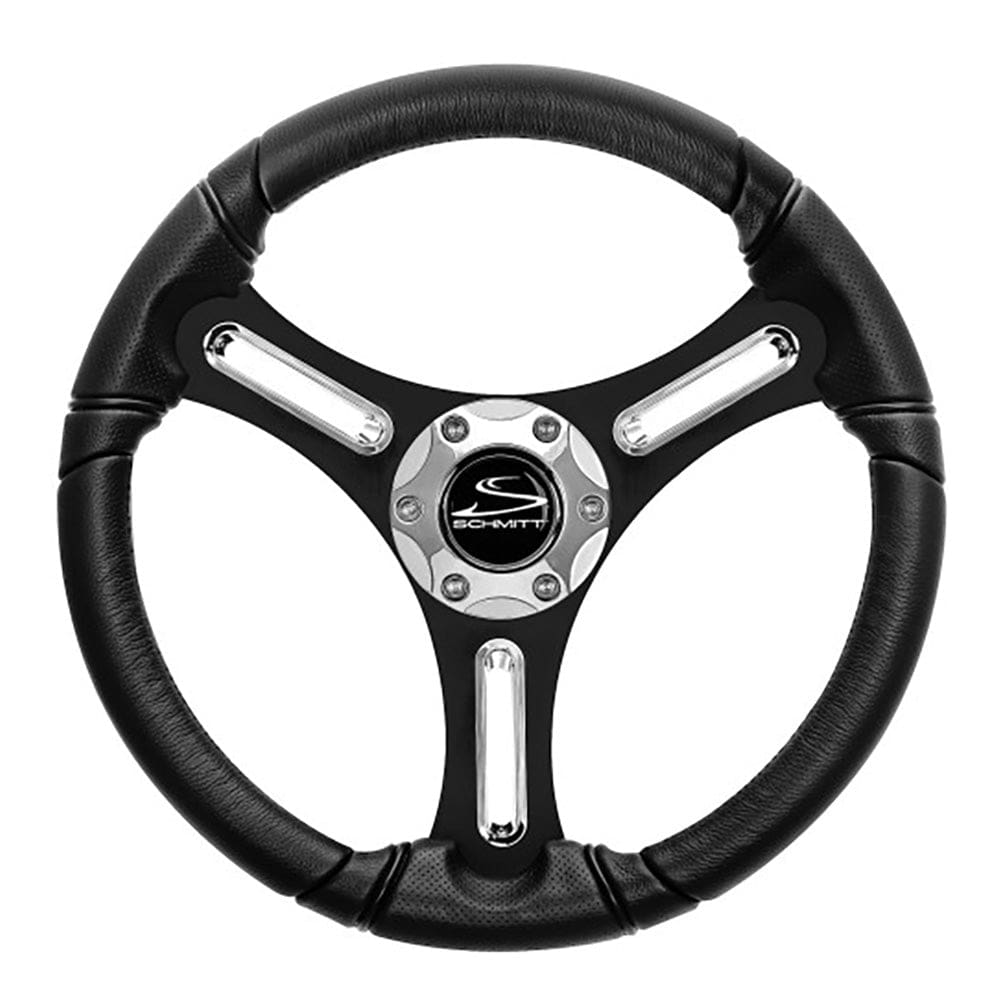 Schmitt Marine Torcello 14 Wheel - 03 Series - Polyurethane Wheel w/ Chrome Spoke Inserts & Cap - Black Brushed Spokes - 3/ 4 Tapered Shaft