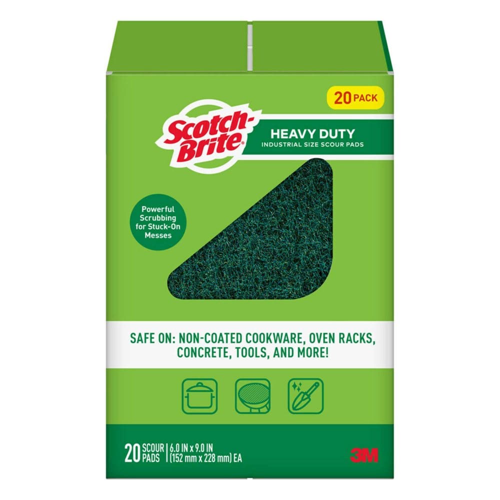 Scotch-Brite Heavy Duty Industrial Sized Scour Pads (20ct.) - Cleaning Supplies - Scotch-Brite