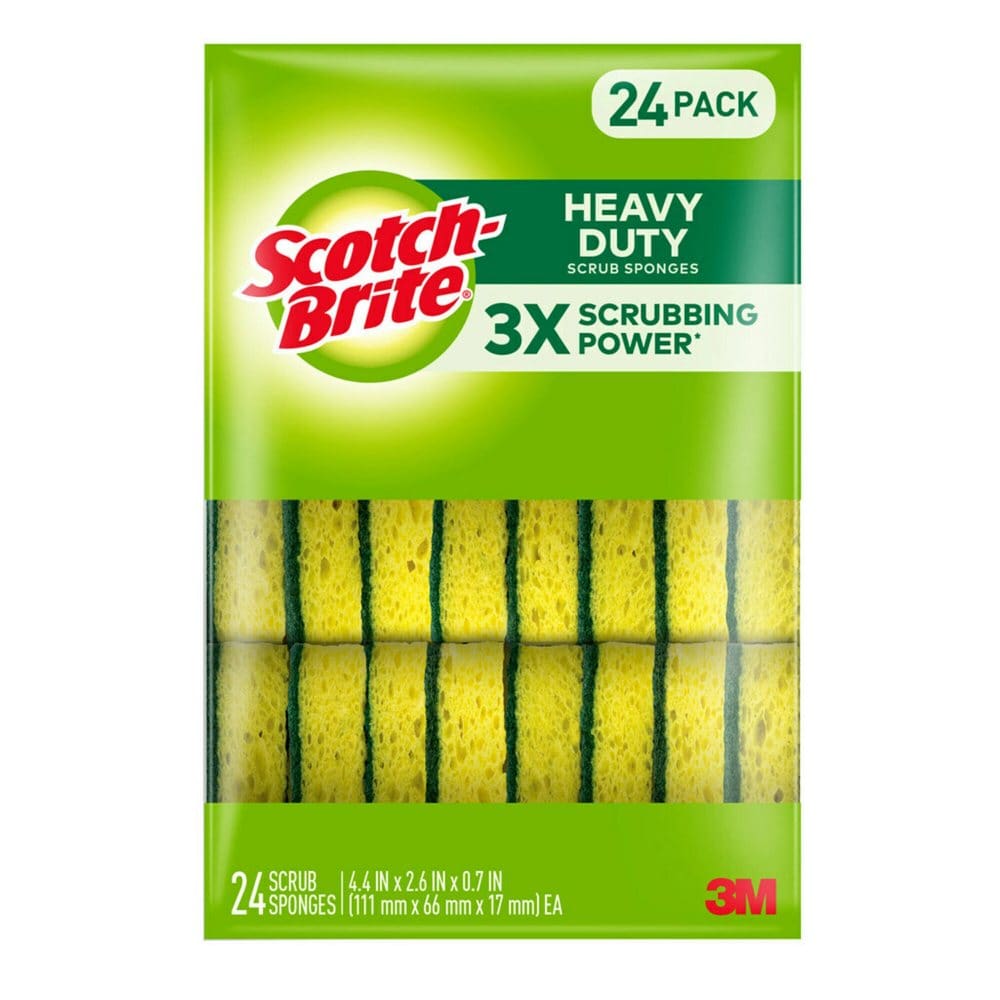 Scotch-Brite Heavy Duty Scrub Sponges Individually Wrapped (24 ct.) - Cleaning Tools - ShelHealth