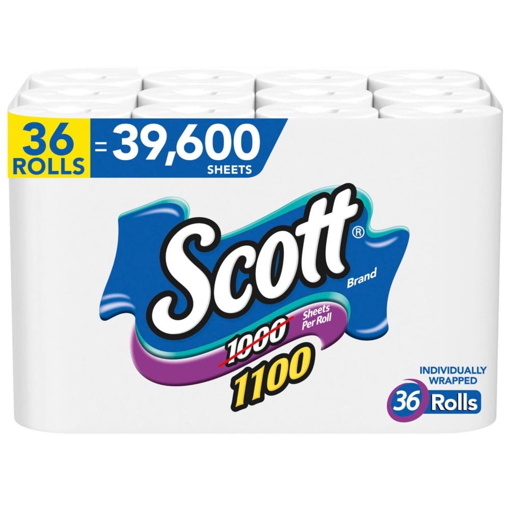 Scott 1100 1-Ply Toilet Paper (1100 sheets/roll 36 rolls) (Pack of 10) - Paper & Plastic - Scott