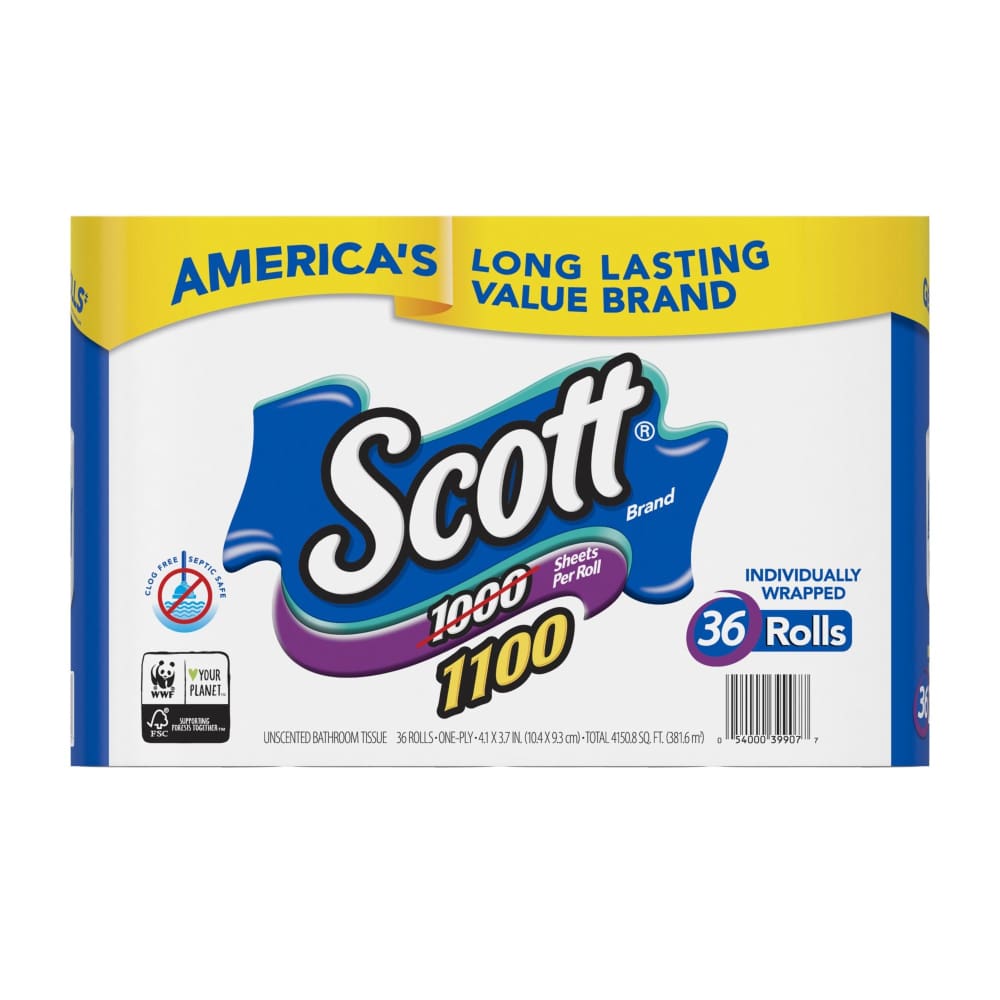 Scott 1100-Sheets 1-Ply Bath Tissue 36 ct. - Scott