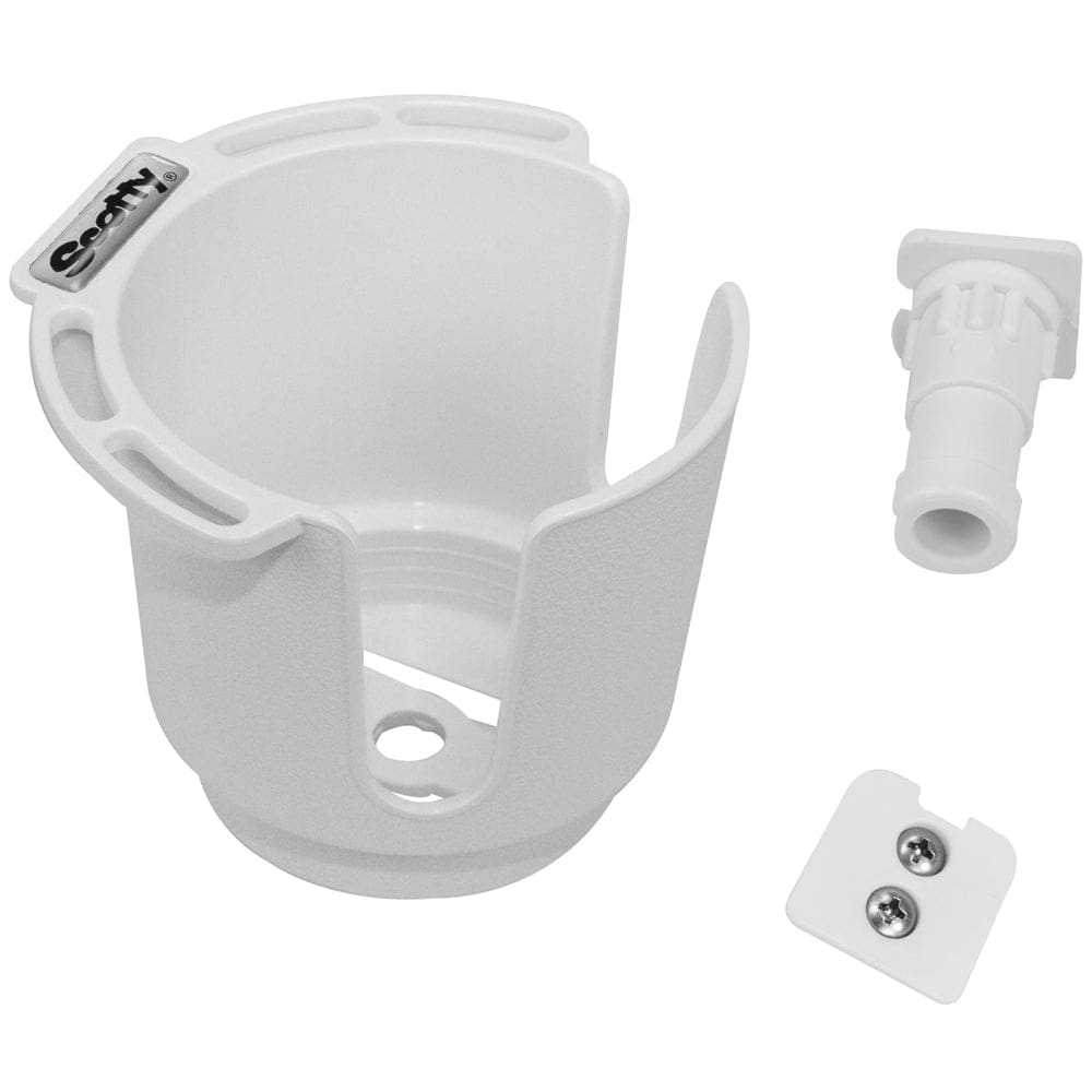 Scotty 311 Drink Holder w/ Bulkhead/ Gunnel Mount & Rod Holder Post Mount - White - Paddlesports | Accessories,Boat Outfitting | Deck /