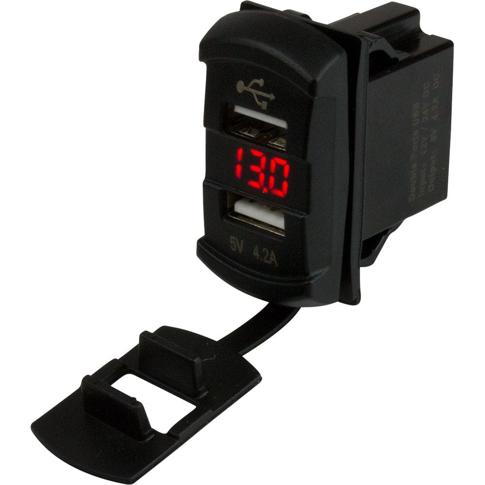 Sea-Dog Dual USB Rocker Switch Style Voltmeter w/ Hidden Display - Electrical | Accessories - Sea-Dog