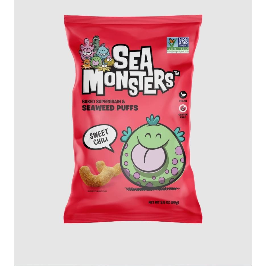 SEA MONSTERS: Seaweed Puff Sweet Chili 3.5 oz (Pack of 5) - Puffed Snacks - SEA MONSTERS