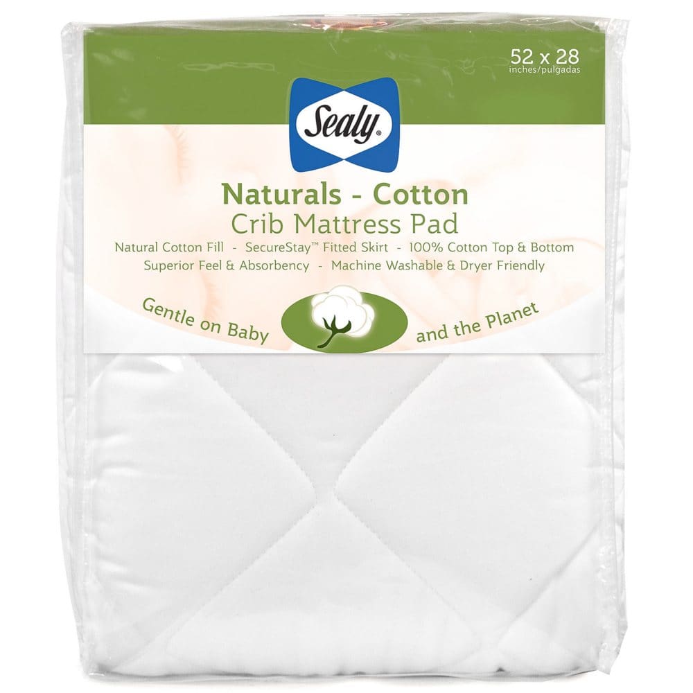 Sealy Baby Naturals Cotton Crib and Toddler Mattress Pad (52 x 28) - Crib Mattresses & Pads - Sealy