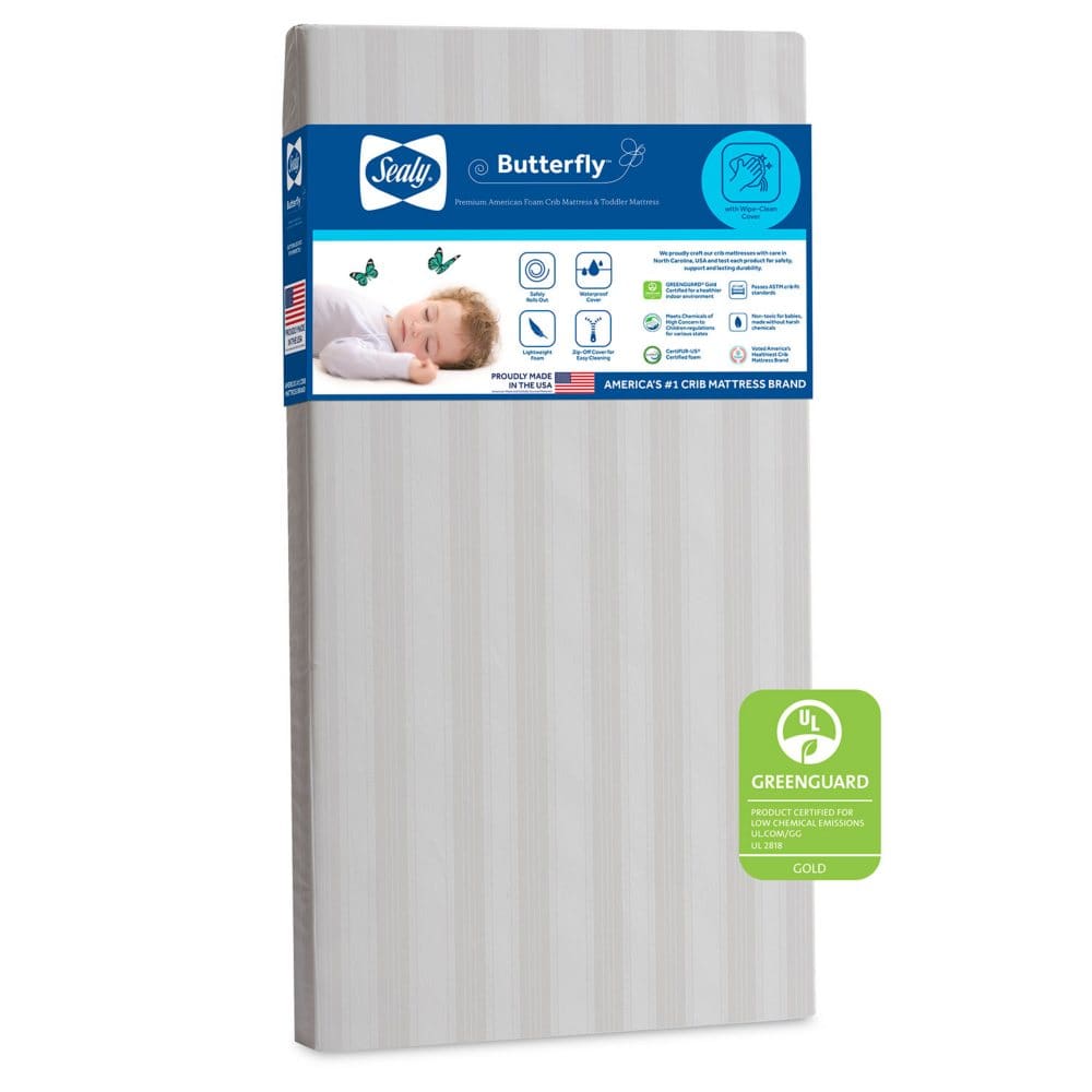 Sealy Butterfly Waterproof Ultra Firm Crib and Toddler Mattress EM902-WMT1 - Crib Mattresses & Pads - Sealy