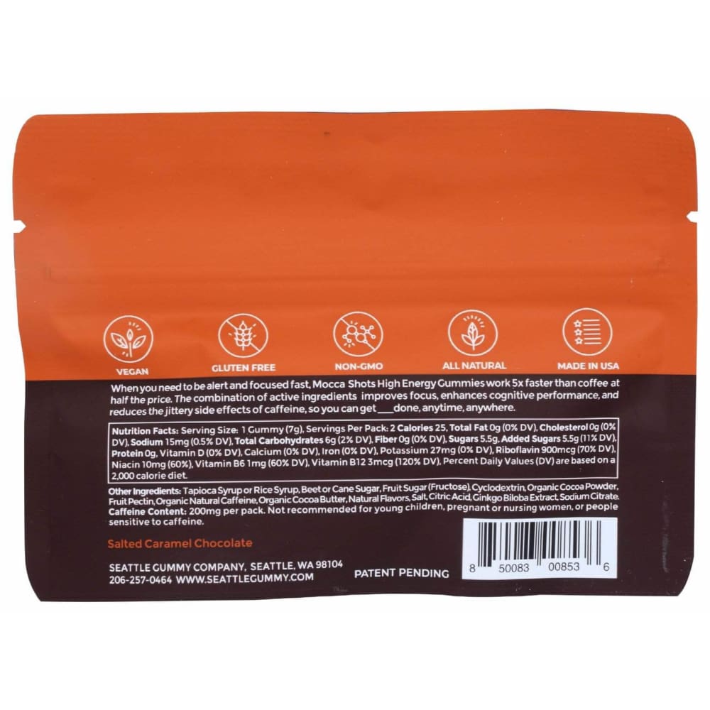 SEATTLE GUMMY COMPANY Seattle Gummy Company Energy Gummy Salted Caramel Chocolate 2Pk, 1 Oz
