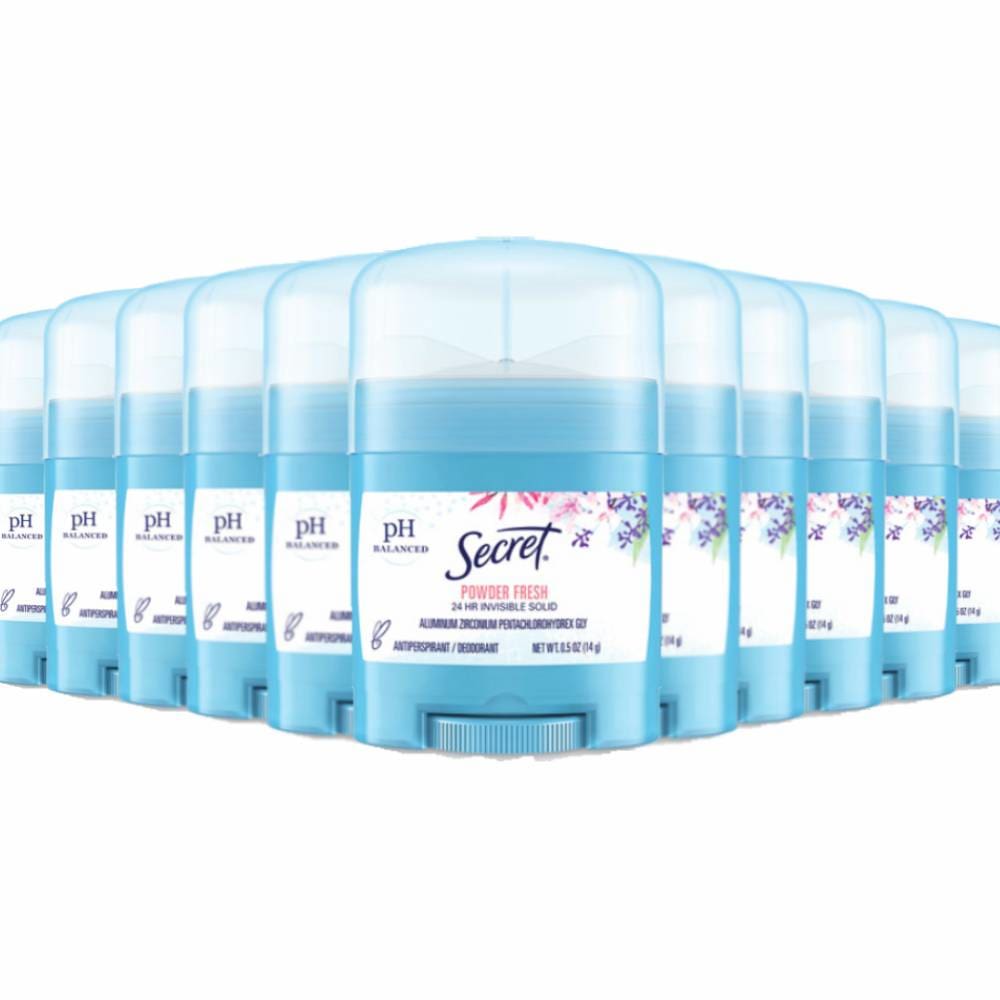 Secret Invisible Solid Anti-Perspirant & Deodorant Powder Fresh 0.50 oz - 24 Pack - Deodorant - Secret