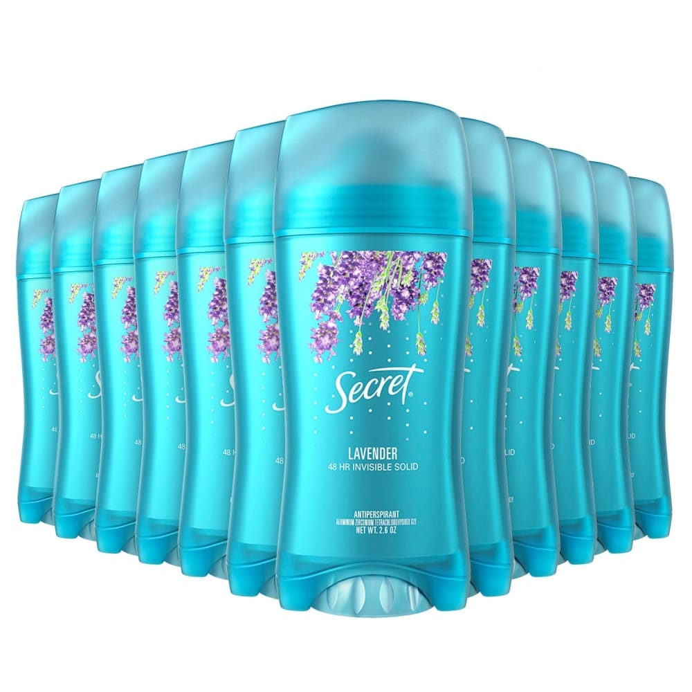 Secret Invisible Solid Lavender Antiperspirant & Deodorant 2.6 Oz - Bulk - 12 Pack - Solid - Secret