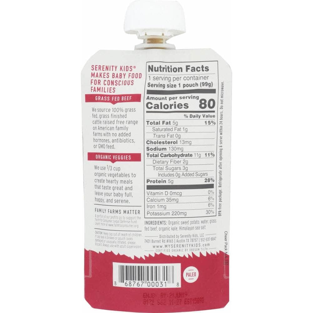 Serenity Kids Serenity Kids Toddler Beef Kale Sweet Potato, 3.5 oz