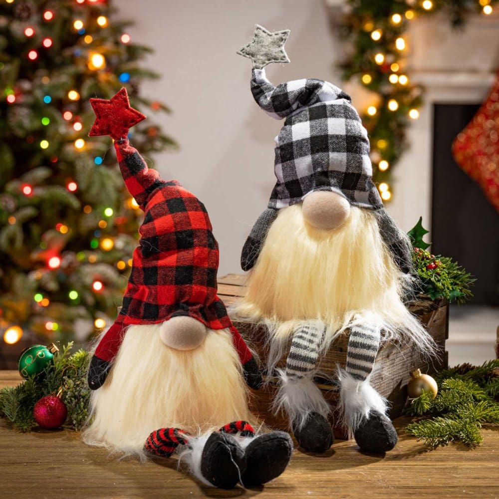 Set of 2 Lighted Holiday Gnomes - Indoor Christmas Decor - ShelHealth