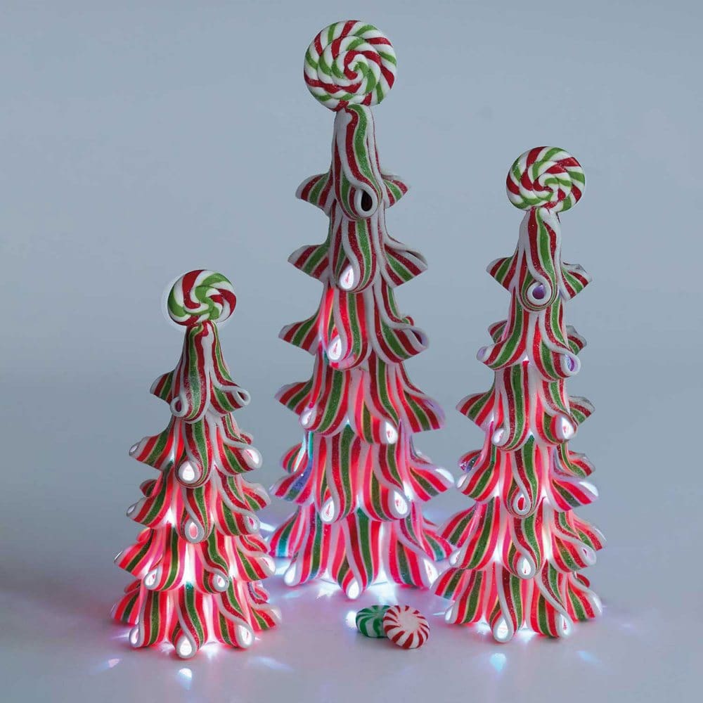 Set of 3 Ribbon Candy Trees - Cozy Christmas - Set