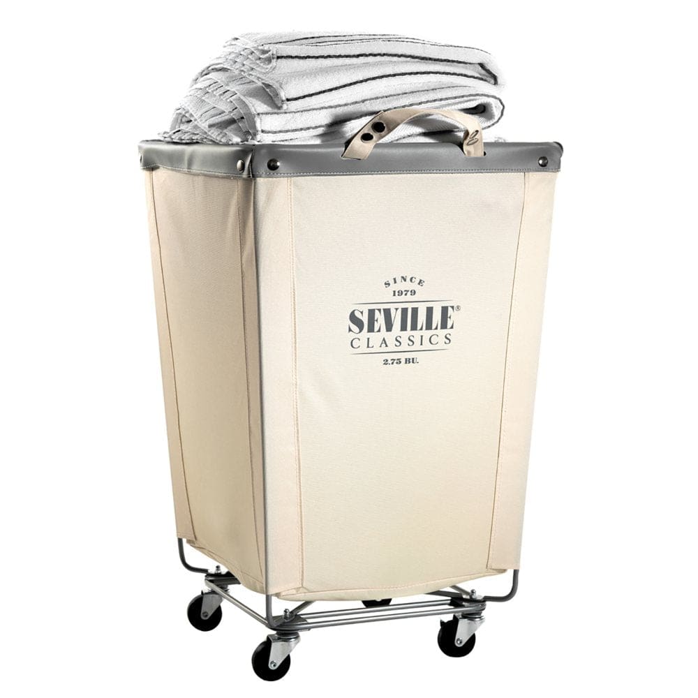 Seville Classics Commercial Heavy-Duty Canvas Laundry Hamper with Wheels - Laundry Organization - Seville