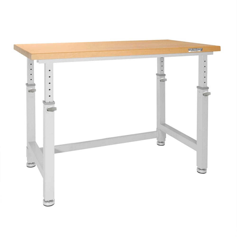 Seville Classics UltraHD® Height Adjustable Heavy Duty Workbench With Solid Wood Top 48 x 24 - Workbenches - Seville