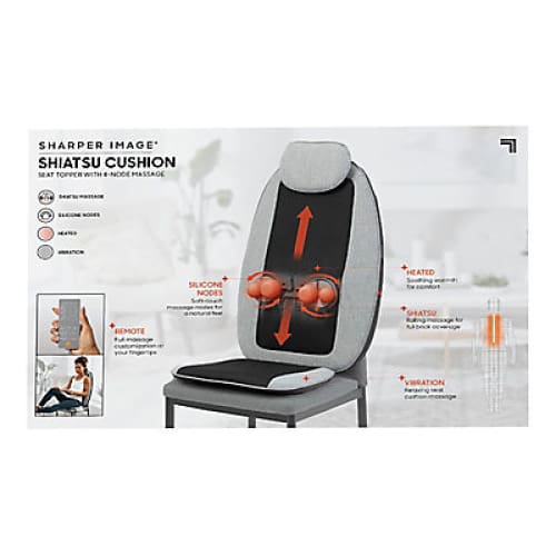 Sharper Image 4-Node Shiatsu Massage Seat Topper with Heat and Vibration - White - Home/Health & Wellness/Home Health Care/Massage Products/