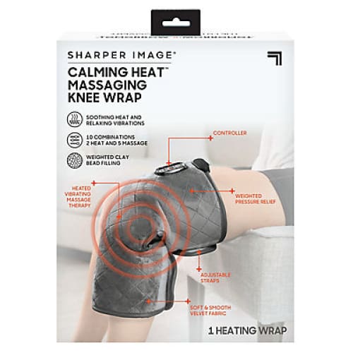 Sharper Image Calming Heat Weighted Massaging Knee Wrap Deluxe - Gray - Home/Health & Wellness/Home Health Care/Physical Therapy/ -