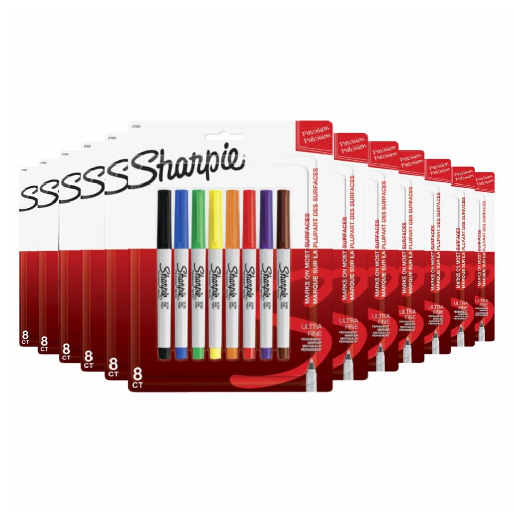 Sharpie Permanent Markers Ultra Fine Point Classic Colors 8 Count - 36 Pack - Wholesale - Markers - Sharpie