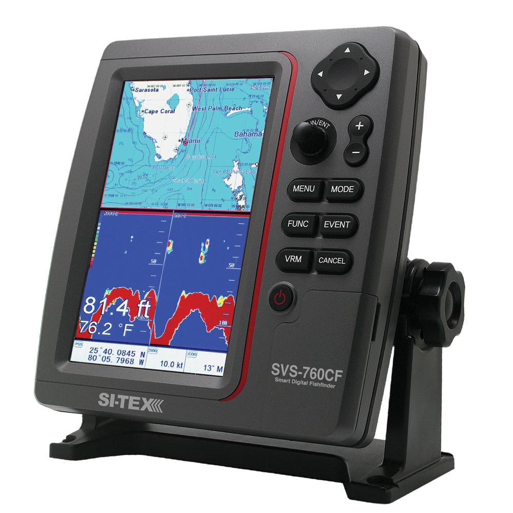 SI-TEX SVS-760CF Dual Frequency Chartplotter/ Sounder w/ Navionics+ Flexible Coverage - Marine Navigation & Instruments | GPS - Fishfinder