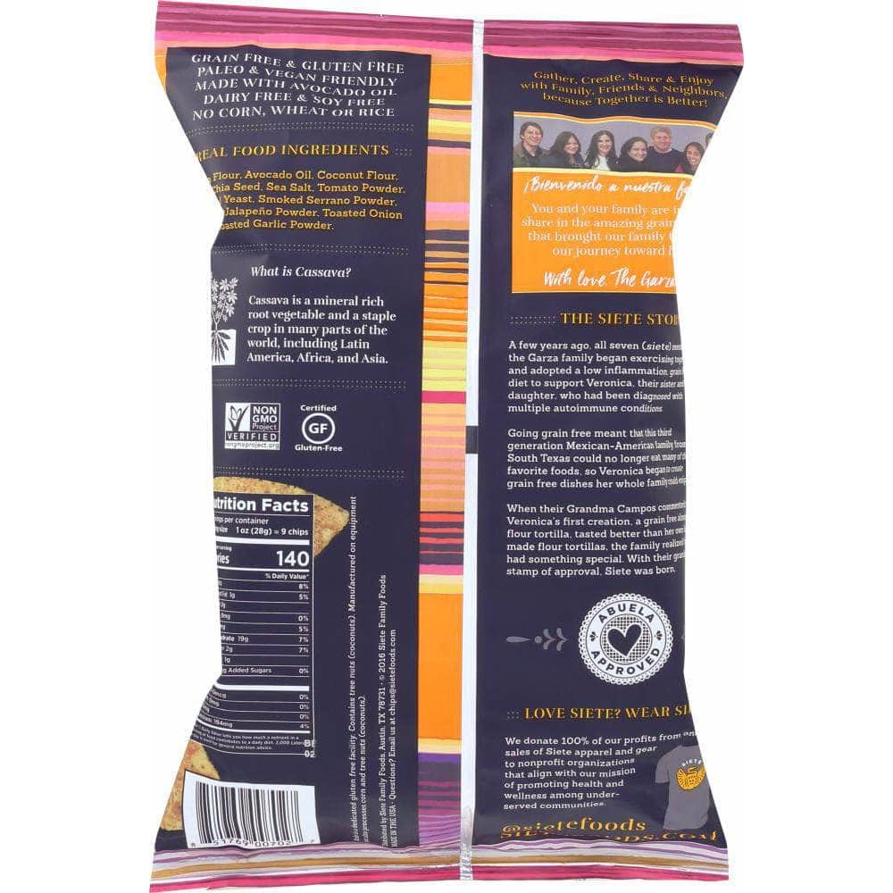 Siete Siete Tortilla Nacho Chips Grain Free, 5 oz