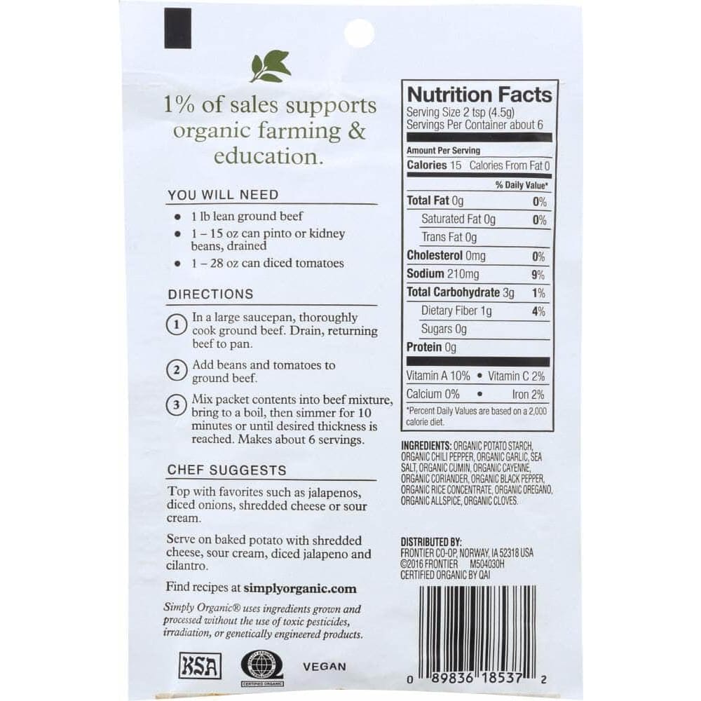 Simply Organic Simply Organic Seasoning Mix Spicy Chili, 1 Oz