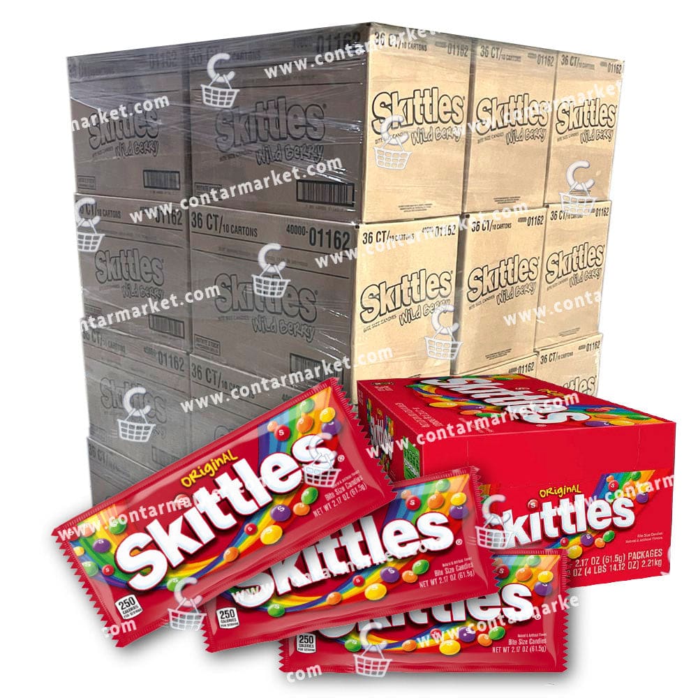 Skittles Original Fruity Candy - 30 Boxes - 5 Cases per layer - 6 Layers (Pallet) - Jellybeans - Skittles