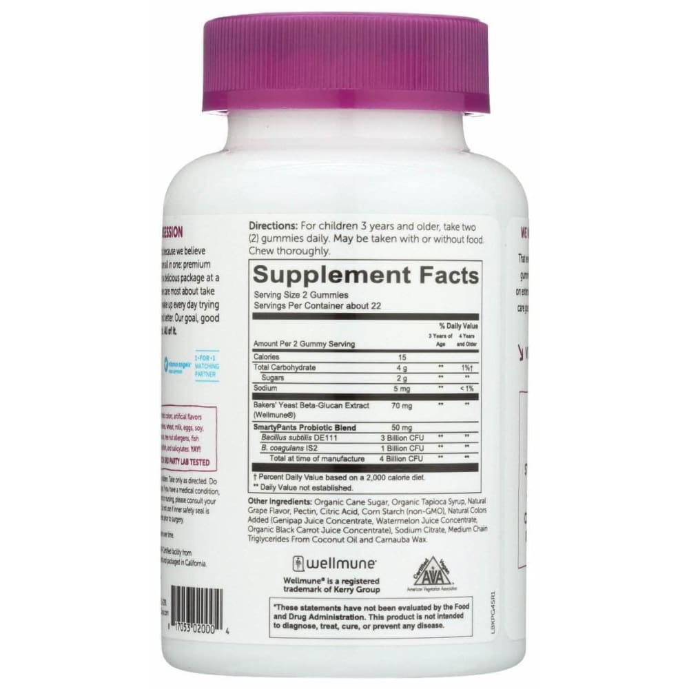 SMARTYPANTS Smartypants Kids Prebiotic And Probiotic Immunity Formula Grape, 45 Pc