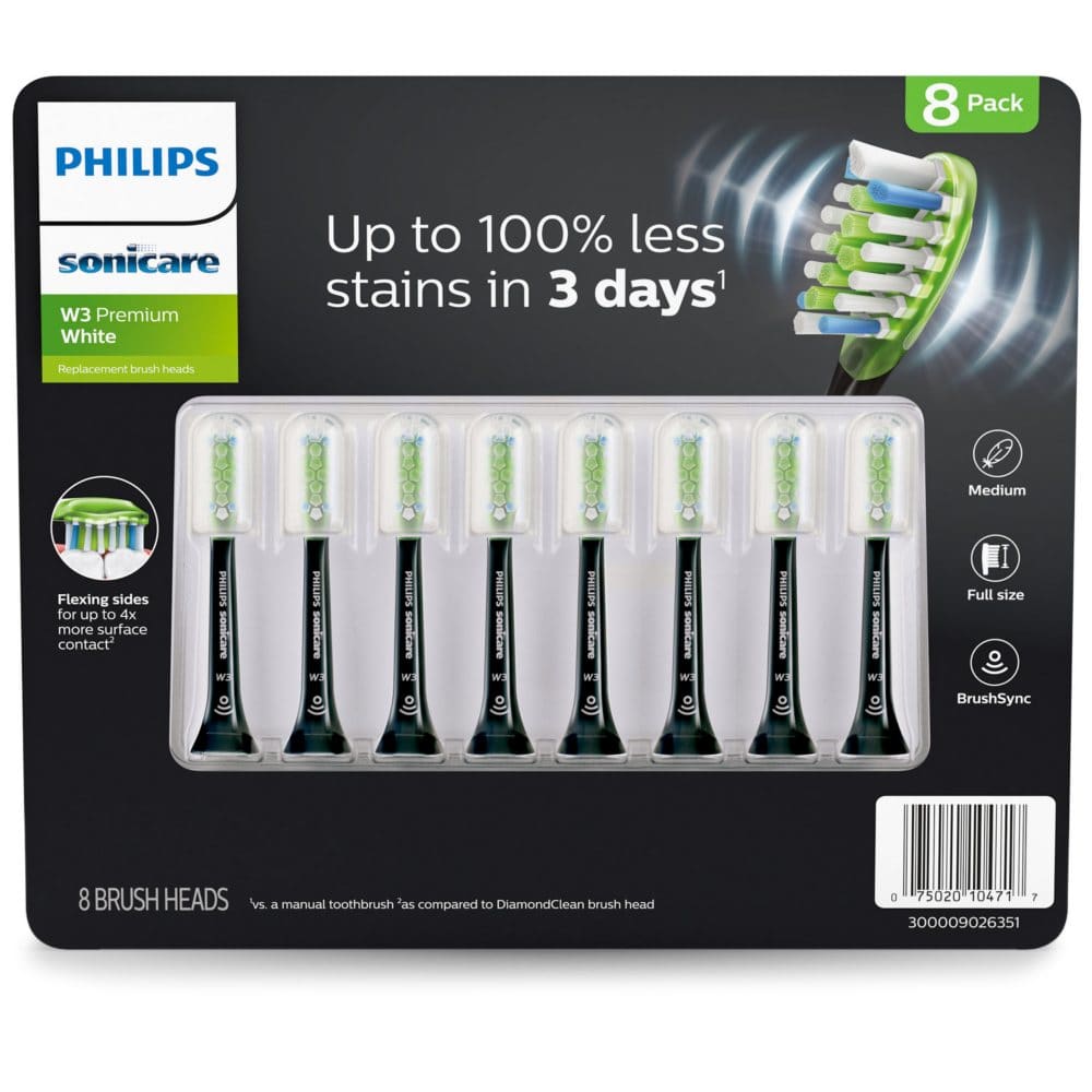 Sonicare Premium Whitening Replacement Brush Heads Black (8 ct.) - Oral Care - Sonicare