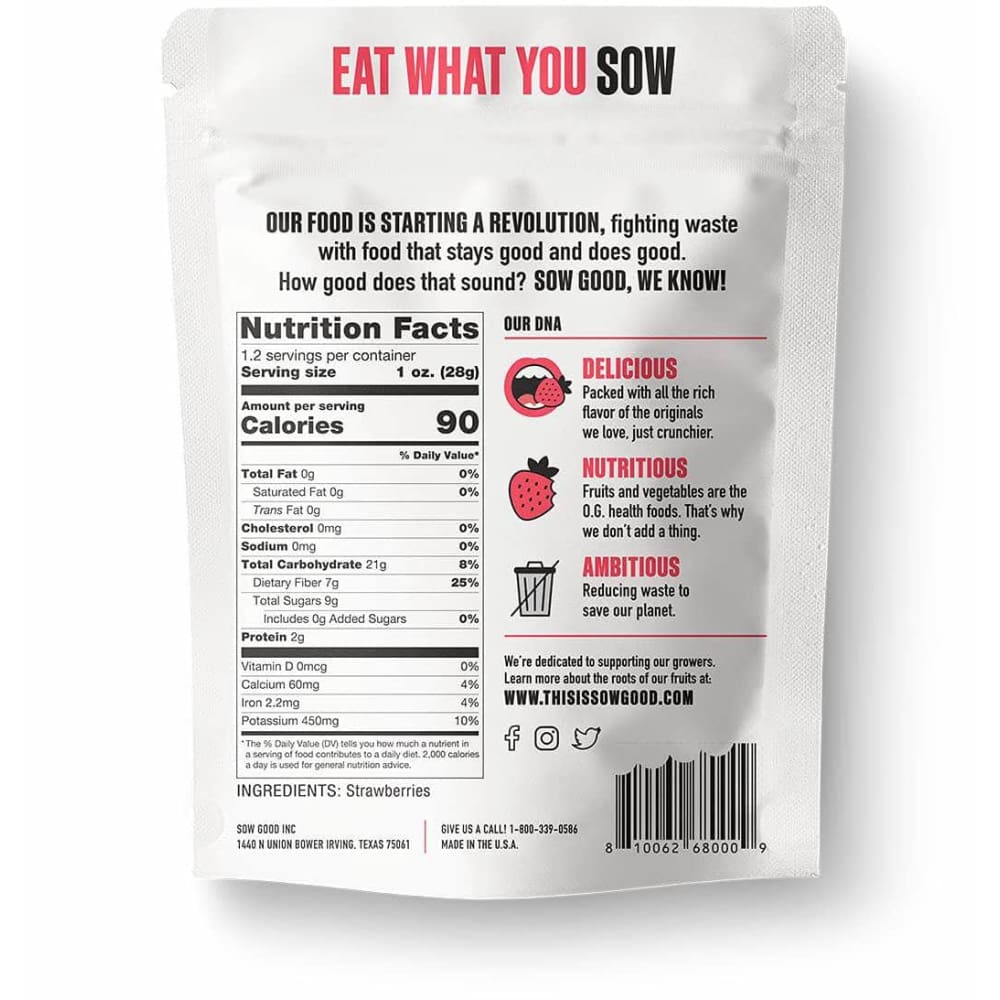 Sow Good Grocery > Snacks > Fruit Snacks SOW GOOD: Freeze Dried Strawberry Snack, 1.2 oz