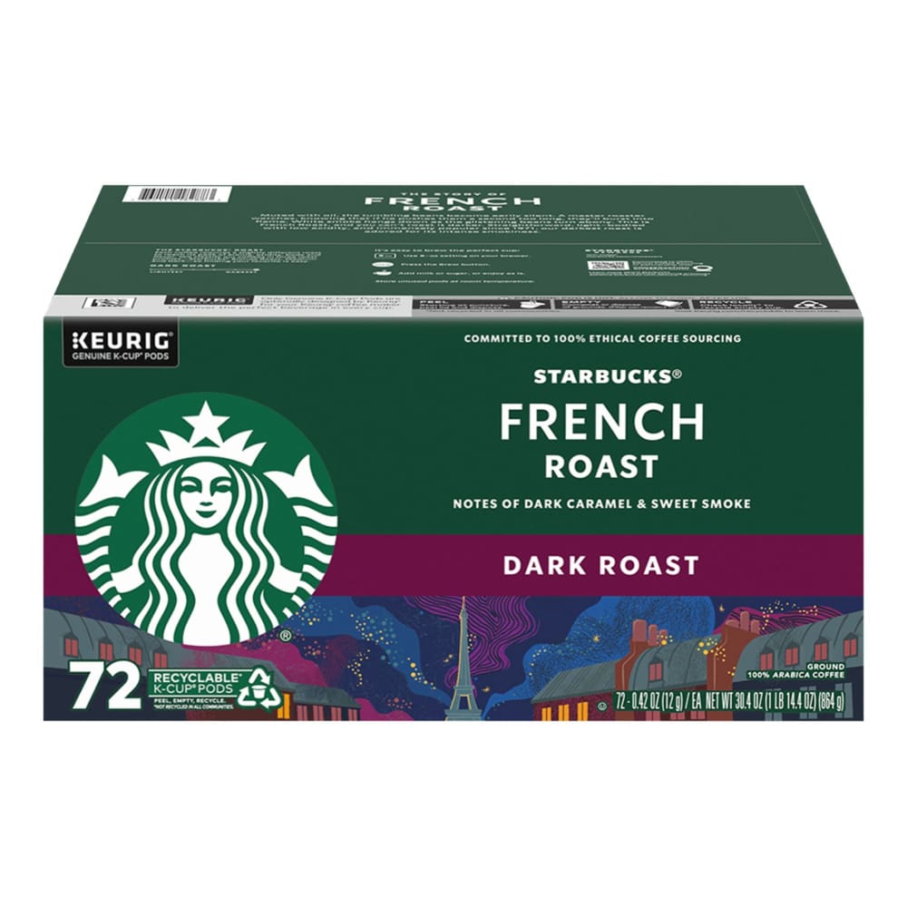 Starbucks French Roast Dark Roast K-Cup Pods 72 ct. - Home/Grocery Household & Pet/Coffee Tea & Creamer/Coffee/ - Starbucks