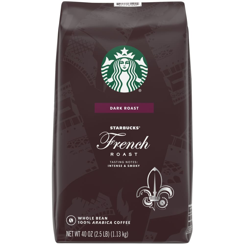 Starbucks French Roast Dark Roast Whole Bean Coffee 40 oz. - Home/Grocery Household & Pet/Coffee Tea & Creamer/Coffee/ - Starbucks