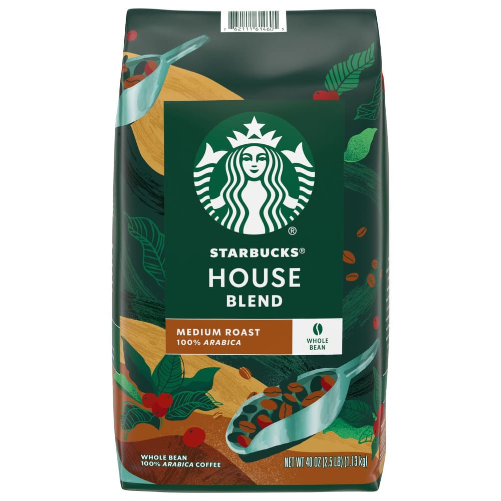Starbucks House Blend Medium Roast Whole Bean Coffee 40 oz. - Home/Grocery Household & Pet/Coffee Tea & Creamer/Coffee/ - Starbucks