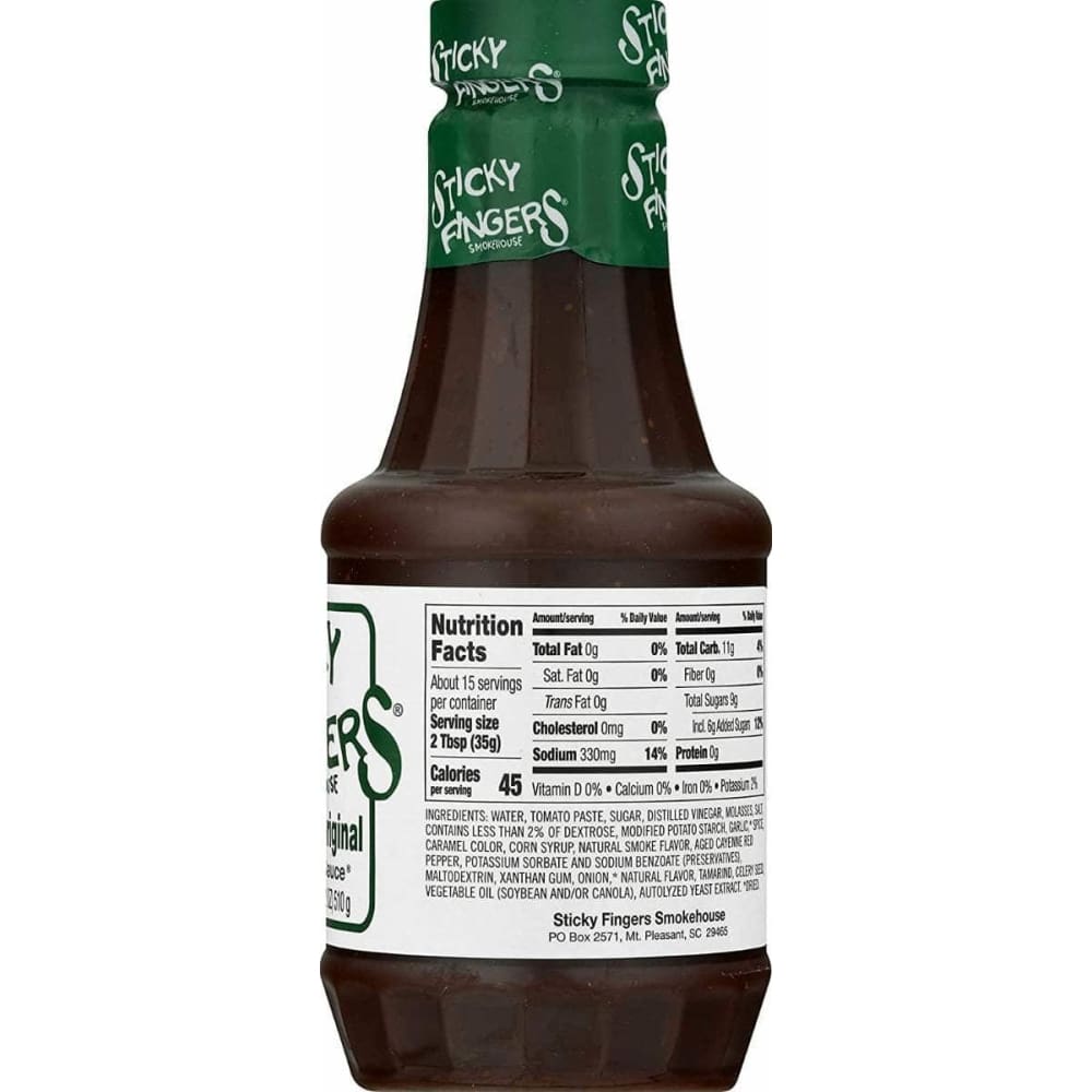 STICKY FINGERS Grocery > Meal Ingredients > Sauces STICKY FINGERS: Memphis Original Bbq Sauce, 18 oz