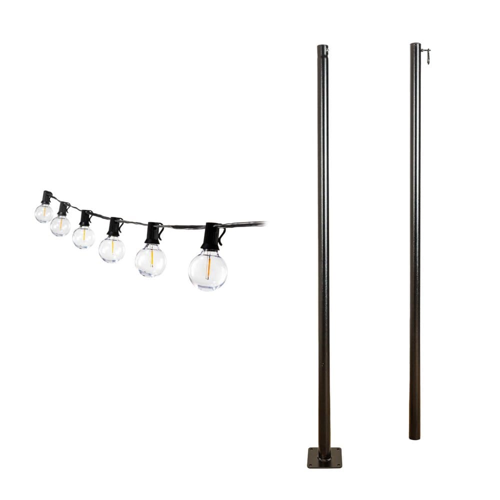 String-Light Pole Stand and Mounting Plate with 25’ LED String Lights - Outdoor Lighting - ShelHealth