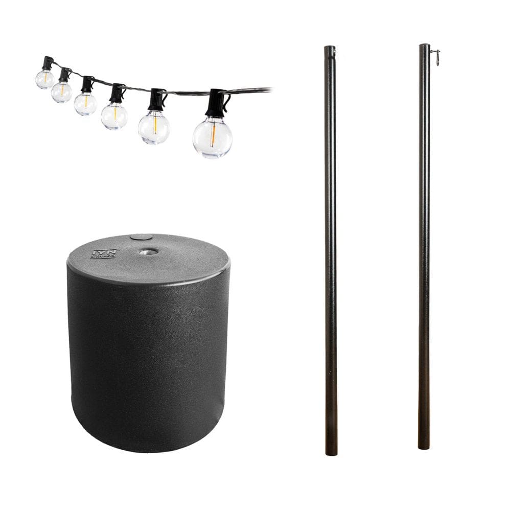 String-Light Pole Stand and Tank Base with 25’ LED String Lights - Outdoor Lighting - ShelHealth