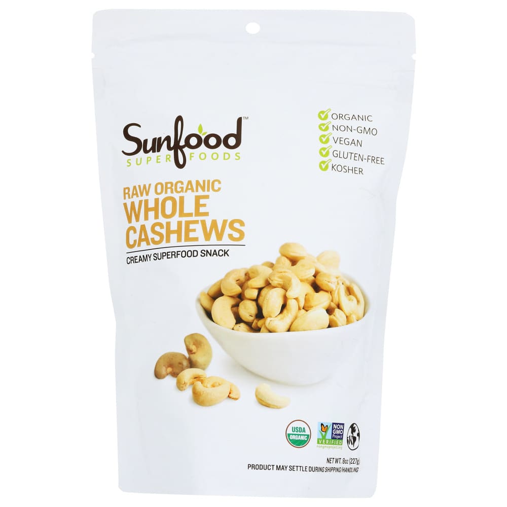 SUNFOOD SUPERFOODS: Cashews Organic 8 oz (Pack of 2) - MONTHLY SPECIALS > Nuts > Nuts - Sunfood Superfoods