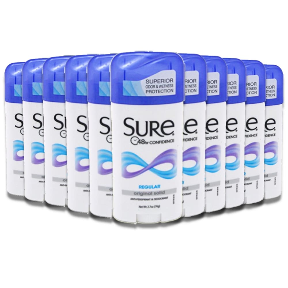 Sure Regular Original Solid Anti-Perspirant Deodorant - 2.7 oz - 12 Pack - Deodorant & Anti-Perspirant - Sure