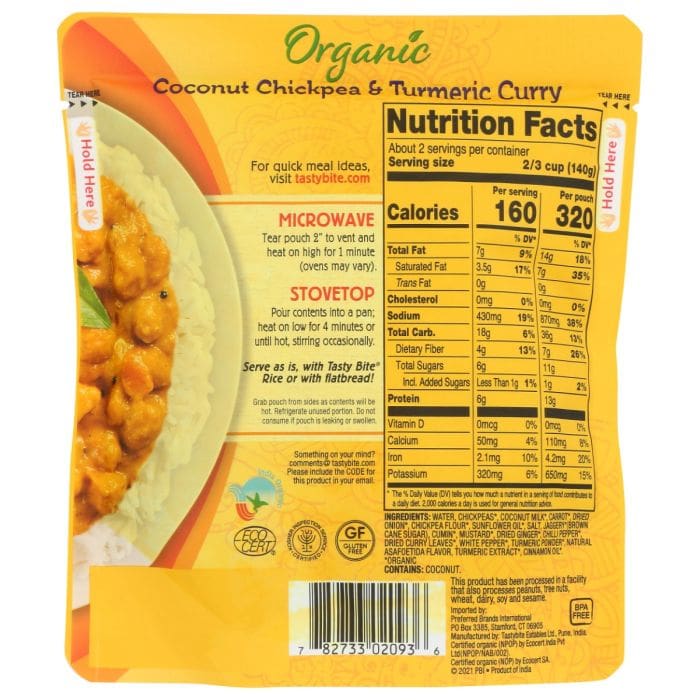 TASTY BITE: Curry Turmeric Chickpea 10 OZ (Pack of 5) - Grocery > Pantry > Rice - TASTY BITE