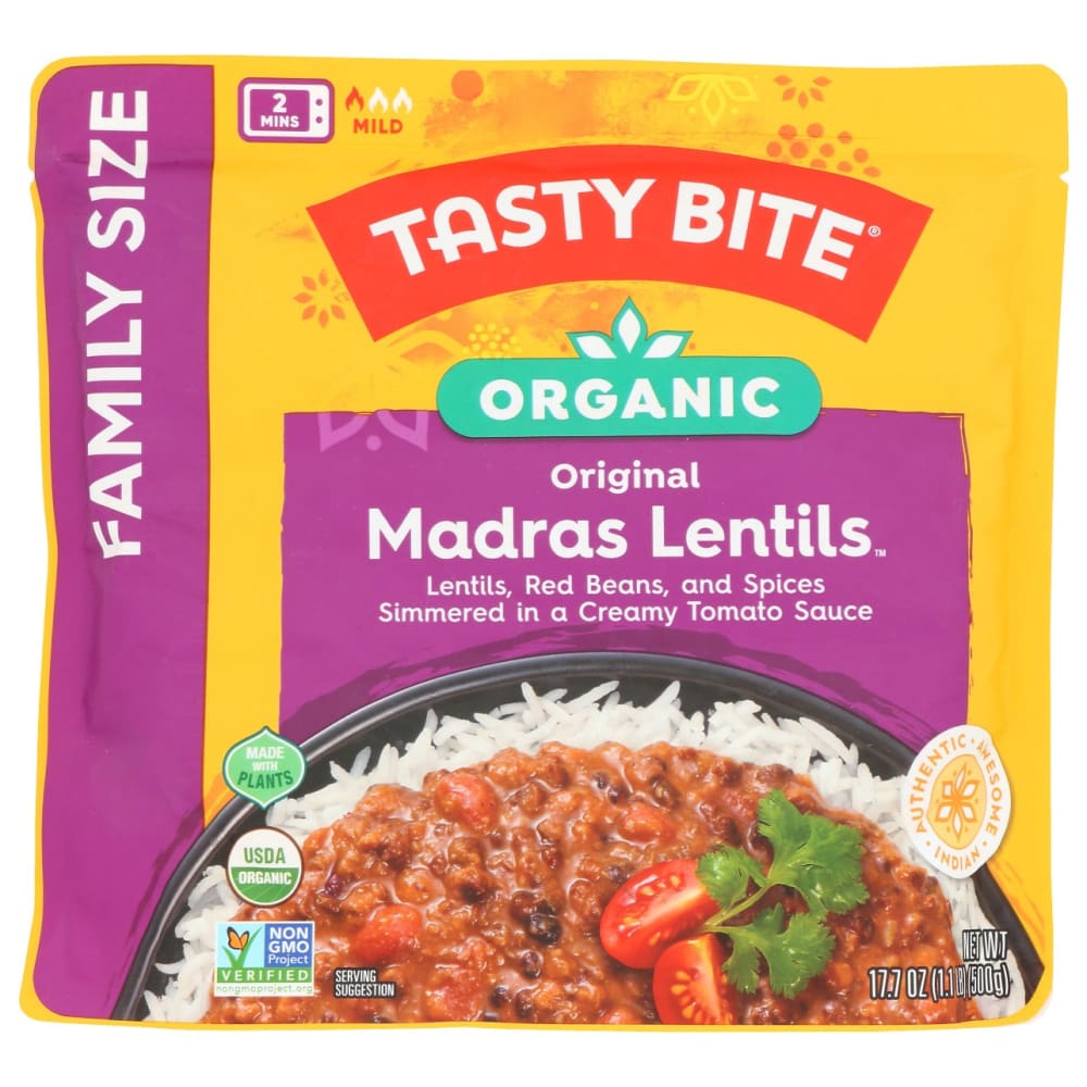 TASTY BITE: Lentils Madras Family Size 17.7 oz (Pack of 4) - Grocery > Pantry > Rice - TASTY BITE