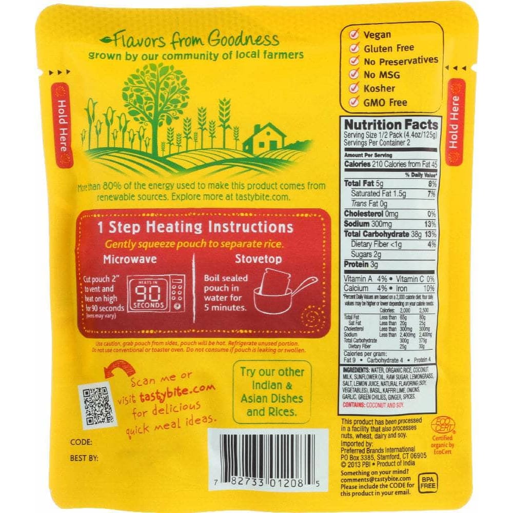 Tasty Bite Tasty Bite Thai Lime Rice, 8.8 oz