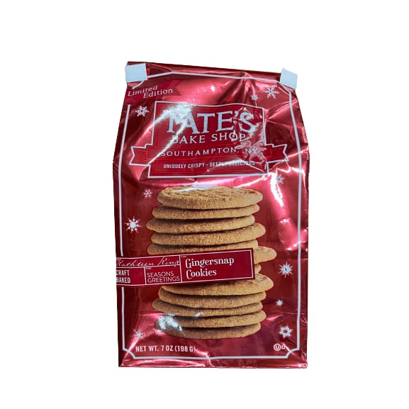 TateโS Bake Shop Gingersnap Cookies Limited Edition Holiday Cookies 7 Oz - TateโS Bake Shop