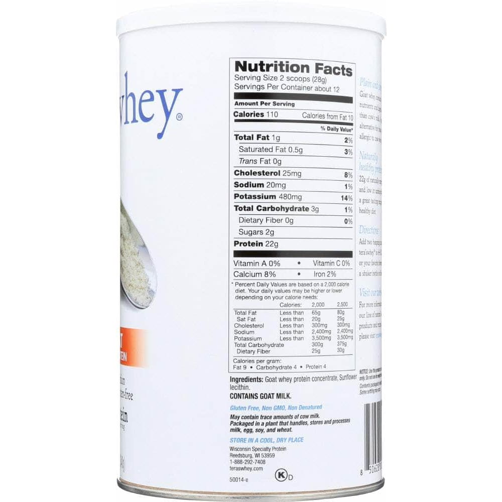 Teras Tera's Whey Goat Whey Protein Plain Whey Unsweetened, 12 oz
