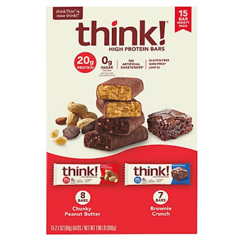 Think! High Protein Bars Variety Pack 15 pk./2.1 oz. - Home/Grocery/Weight Loss & Nutrition/ - think!