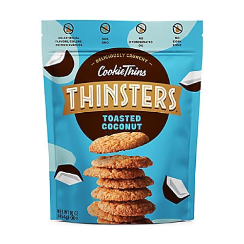 Thinsters Toasted Coconut Crunchy Cookie Thins 16 oz. - Home/Grocery/Snacks/Cookies/ - Thinsters