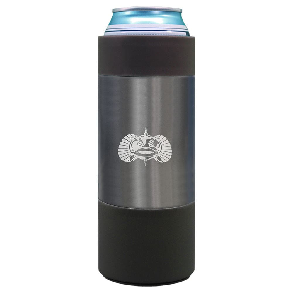 Toadfish Non-Tipping Slim Can Cooler + Adapter - 12oz - Graphite - Boat Outfitting | Deck / Galley - Toadfish